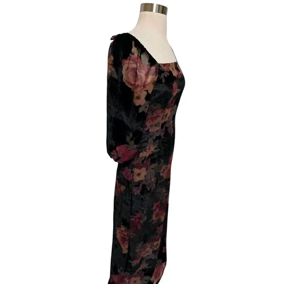 Sage The Label Black Velvet Maxi Dress Size Small Open Back - Picture 4 of 6